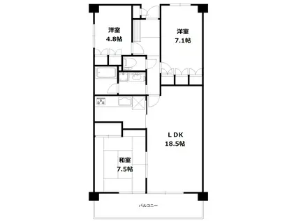 アーバンディラわらび(3LDK/5階)の間取り写真