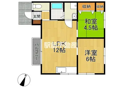 プリティハウス(2LDK/2階)の間取り写真