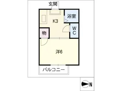 カーサ小牧(1K/2階)の間取り写真