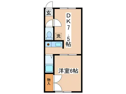 プレジデント城山(1DK/2階)の間取り写真