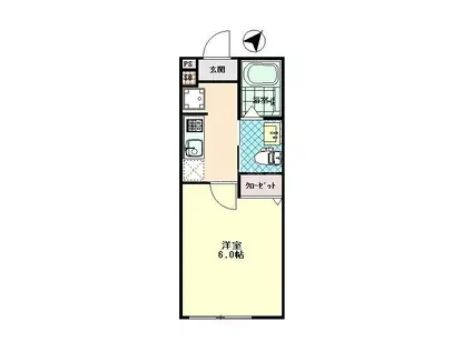 クエスト稲毛(1K/2階)の間取り写真