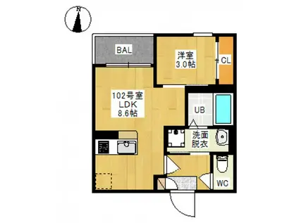 REGALEST ETERNO(1LDK/1階)の間取り写真