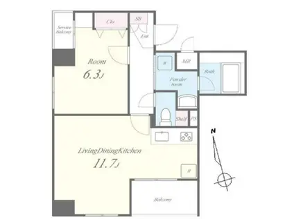 EMERAUDE エムロード(1LDK/6階)の間取り写真