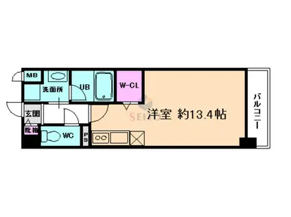 メゾンドボヌール(1K/4階)の間取り写真