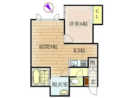 ラ・テール(1LDK/1階)の間取り写真