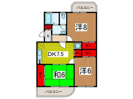 ウエルネス425(3DK/3階)の間取り写真