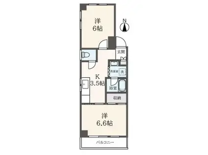 元山ビル(2K/4階)の間取り写真