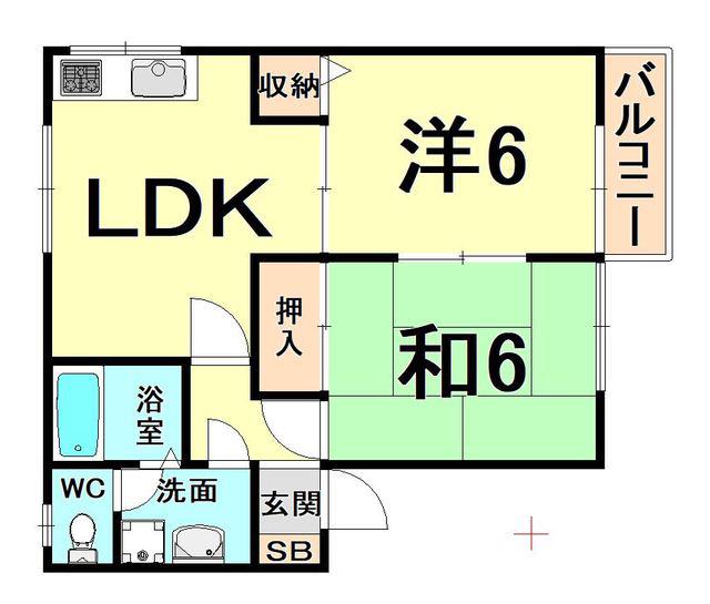 カルムモンルポ(2LDK/2階)の間取り写真