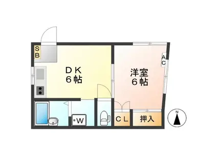 豊田ハイツ(1DK/1階)の間取り写真