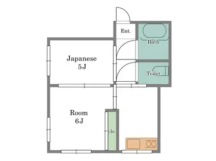 西落合ハウス(2K/1階)の間取り写真