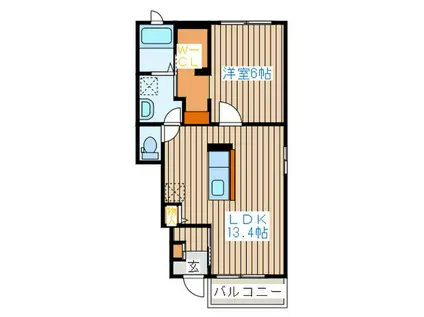 プラシードSKIII(1LDK/1階)の間取り写真
