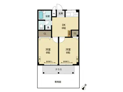 第一ヒカルハイツ(2DK/1階)の間取り写真