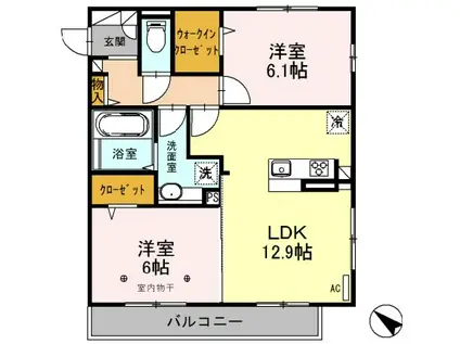 東武東上線 朝霞駅 徒歩24分 3階建 築8年(2LDK/1階)の間取り写真