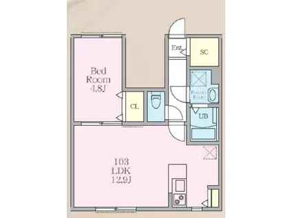 板橋区徳丸3丁目計画II期 AP(1LDK/1階)の間取り写真