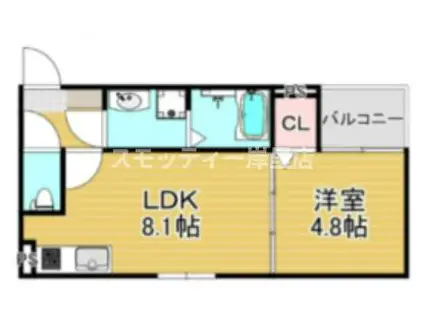 レーベンハイム西加賀谷(1LDK/2階)の間取り写真