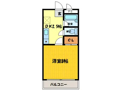 GILL(1DK/1階)の間取り写真