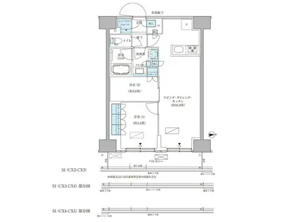 パークアクシス品川天王洲アイル(2LDK/7階)の間取り写真