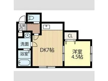 ラブラドール南9条(1LDK/2階)の間取り写真