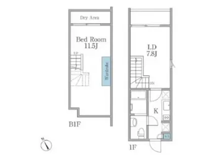 LAPIS恵比寿II 1階(1LDK/B1階)の間取り写真
