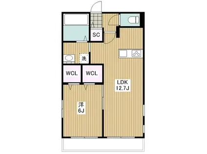 LA CASA POPOLATE(1LDK/2階)の間取り写真