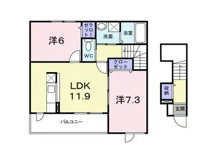 エムズハウス(2LDK/2階)の間取り写真