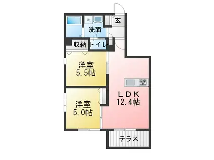 TSメゾン(2LDK/1階)の間取り写真