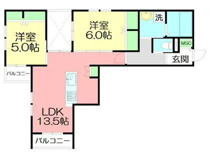 VILLA LUCIOLA(2LDK/2階)の間取り写真