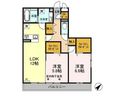 ルシエール上尾原市(2LDK/3階)の間取り写真