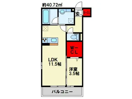 LAZO行橋(1LDK/2階)の間取り写真