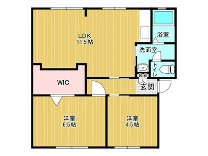 ハイツキタヤマB(2LDK/2階)の間取り写真