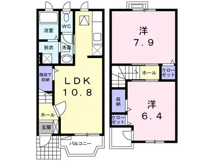 ガール・ド・ボア(2LDK/1階)の間取り写真