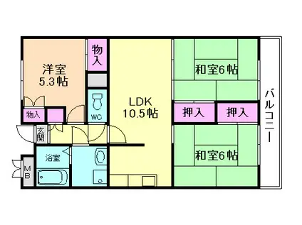 マルヤマビル(3LDK/5階)の間取り写真