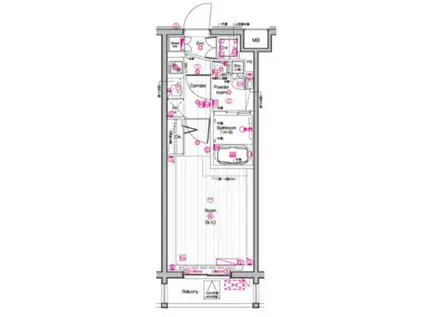 ザプレミアムキューブG東中野(1K/2階)の間取り写真