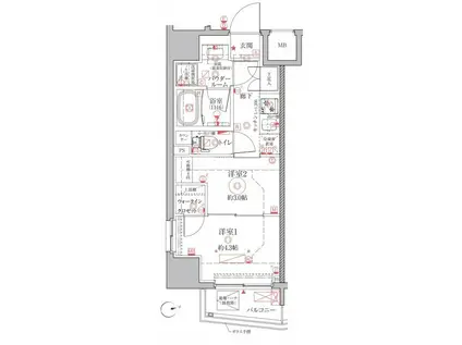 クレイシアIDZ上野(2K/10階)の間取り写真