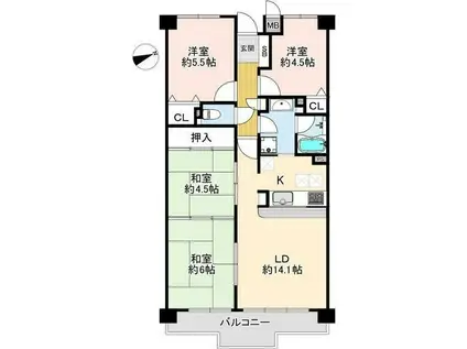 ファミールハイツ明石1番館(4LDK/6階)の間取り写真