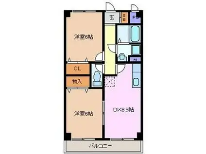 ルーブル後藤(2DK/3階)の間取り写真