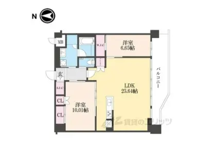 プレジオ宝塚ASIAN(2LDK/4階)の間取り写真