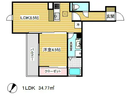 セジュール下山手通(1LDK/1階)の間取り写真