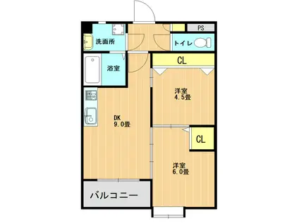 免疫ビルEXCIA(2DK/2階)の間取り写真