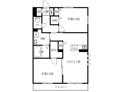  ドミシールM(2LDK/2階)の間取り写真
