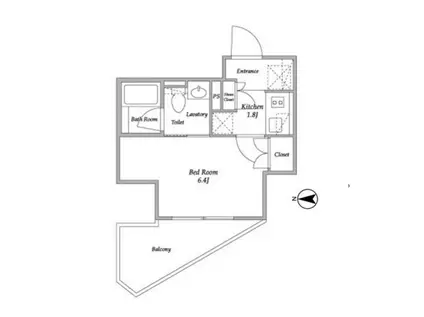 パークアビタシオン麻布十番(1K/4階)の間取り写真