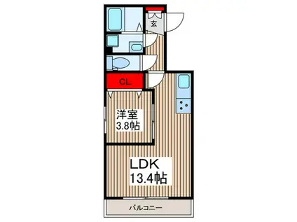 シャルマン草加VI(1LDK/1階)の間取り写真