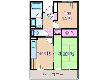 西山第9ビル エルム大倉山(2DK/3階)の間取り写真