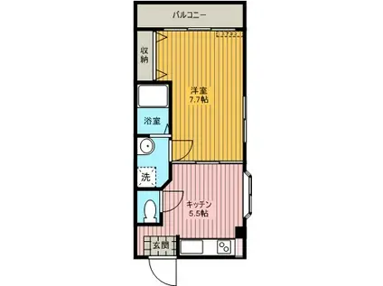 サンライズハイツ(1DK/2階)の間取り写真