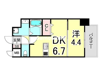 ファステート尼崎クロノス(1DK/11階)の間取り写真