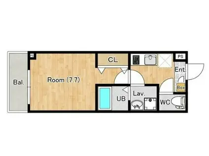 ジーメゾン指扇セレンティア(1K/2階)の間取り写真