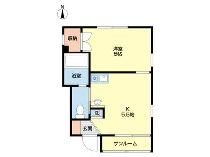 コート山王(1DK/1階)の間取り写真