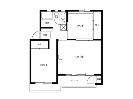 六ツ川台団地1街区1号棟(2LDK/4階)の間取り写真