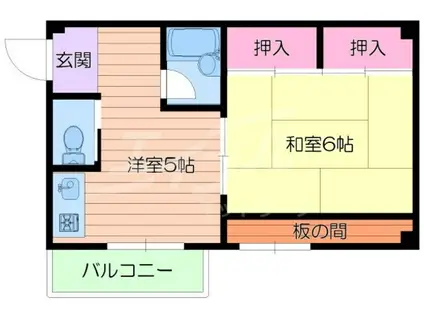 福井ビル(1DK/3階)の間取り写真