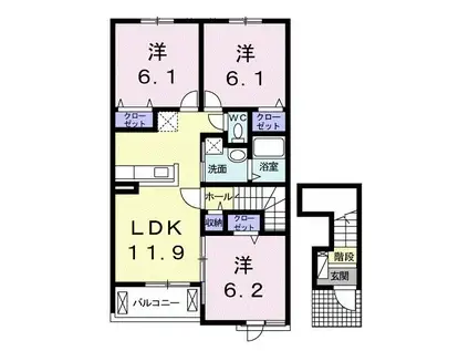 ルーベル宇多津I(3LDK/2階)の間取り写真